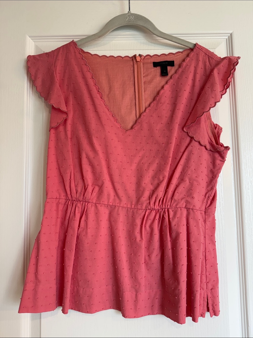 J Crew Swiss dot peplum top